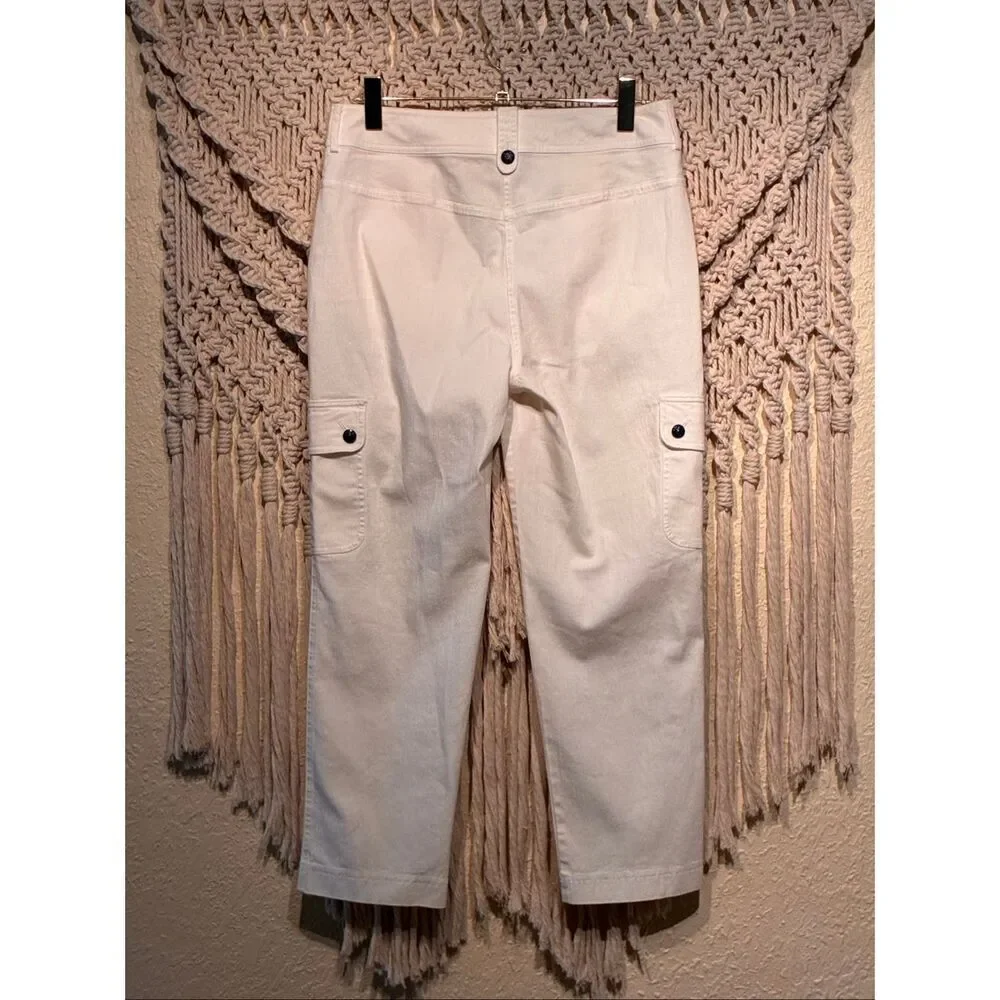 St. John St.John Ivory Off White Cargo Jeans Pants Slacks Size 10